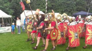 Roman Reenactment at the Amphitheatre in Caerleon Marching In [upl. by Lleznol240]