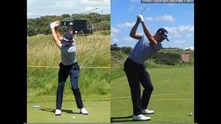 Justin Thomas golf swing  Long Iron faceon amp downtheline July 2017 [upl. by Eardnoed]