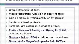 Misrepresentation Lecture 1 of 4 [upl. by Selfridge]